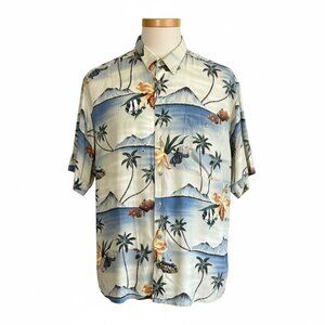 Pierre Cardin Vintage 90s Hawaiian Shirt Tropical Fish Rayon Size L As Found